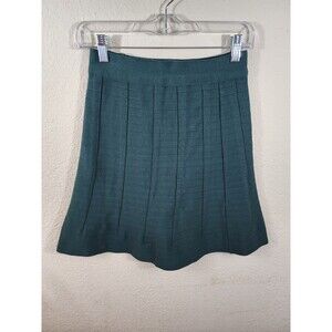 The Cue Cher Qu Womens S Green Ribbed Classic Straight A-line Mini Skirt